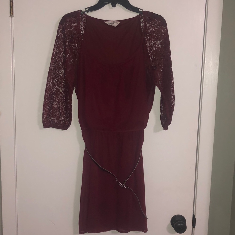 Maroon Lace Dress